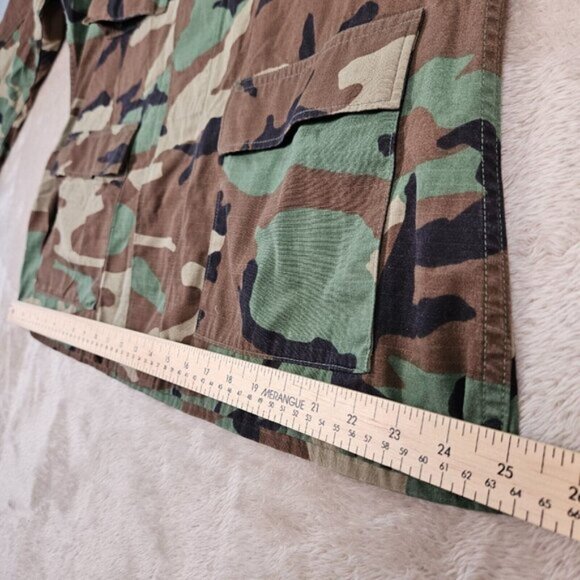 US Military Army Woodland Camouflage Combat Jacket Field Patch Mens Sz L Jungle - Picture 13 of 16